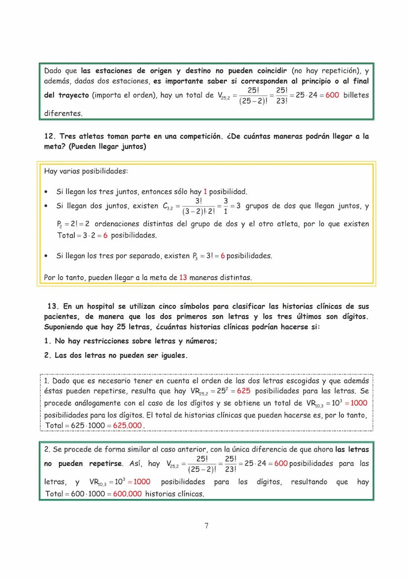 Ejercicios Resueltos Combinatoria
1. ¿De cuántas maneras pueden sentarse 10 personas en un banco si hay 4 sitios
disponibles?
Nótese que imp