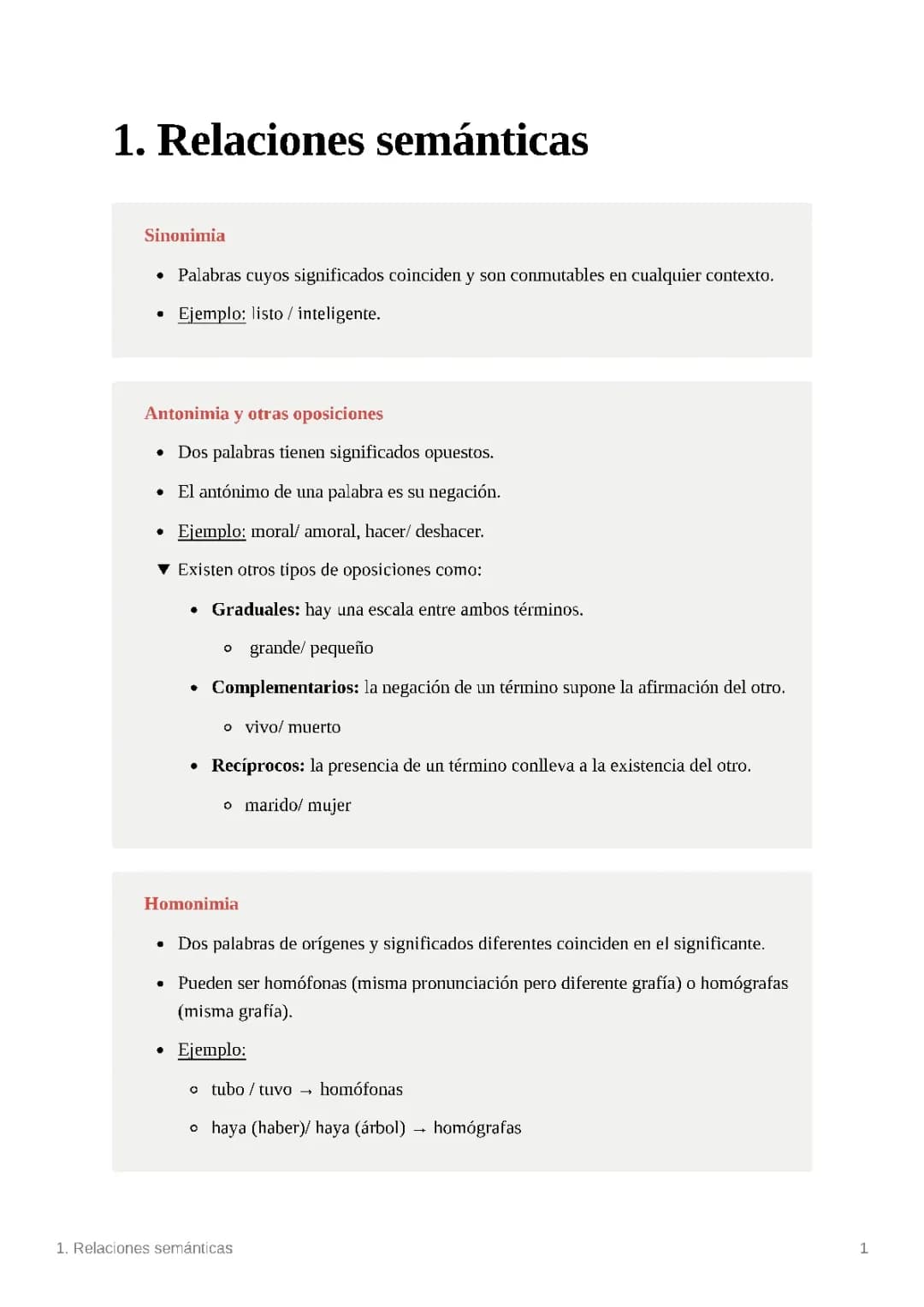 Relaciones semánticas. 