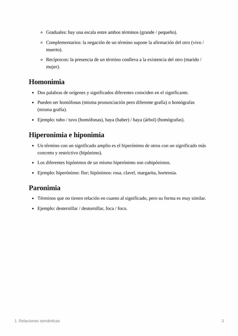 1. Relaciones semánticas
Sinonimia
• Palabras cuyos significados coinciden y son conmutables en cualquier contexto.
• Ejemplo: listo / intel
