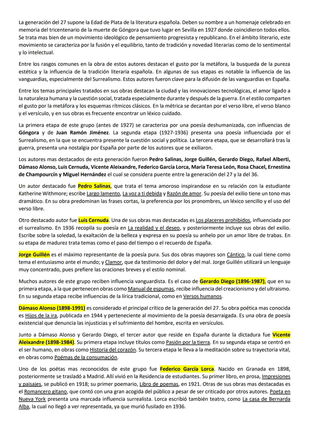La generación del 27 supone la Edad de Plata de la literatura española. Deben su nombre a un homenaje celebrado en
memoria del tricentenario