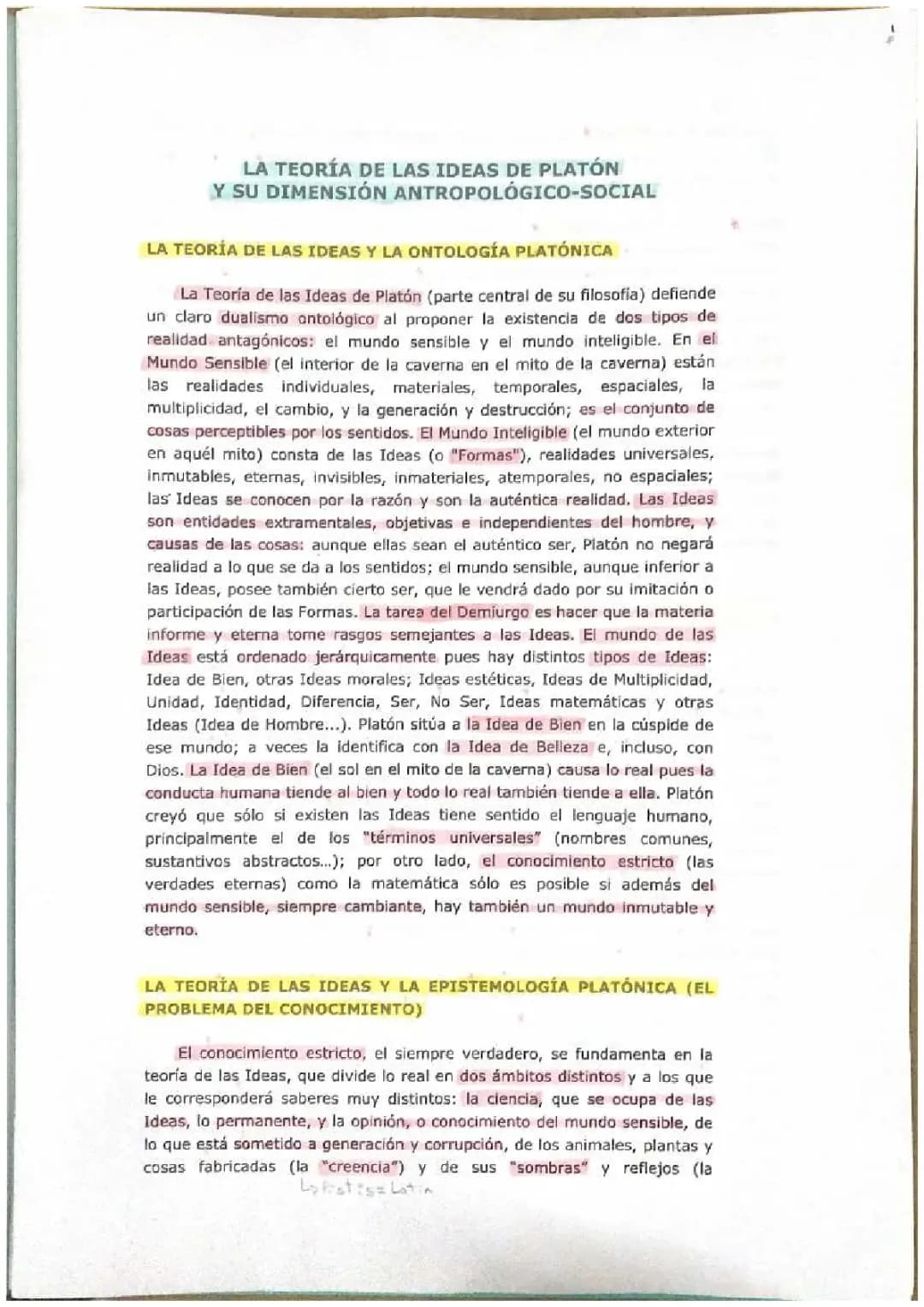 Resumen de la Teoría de las Ideas de Platón: Mundo Sensible e Inteligible