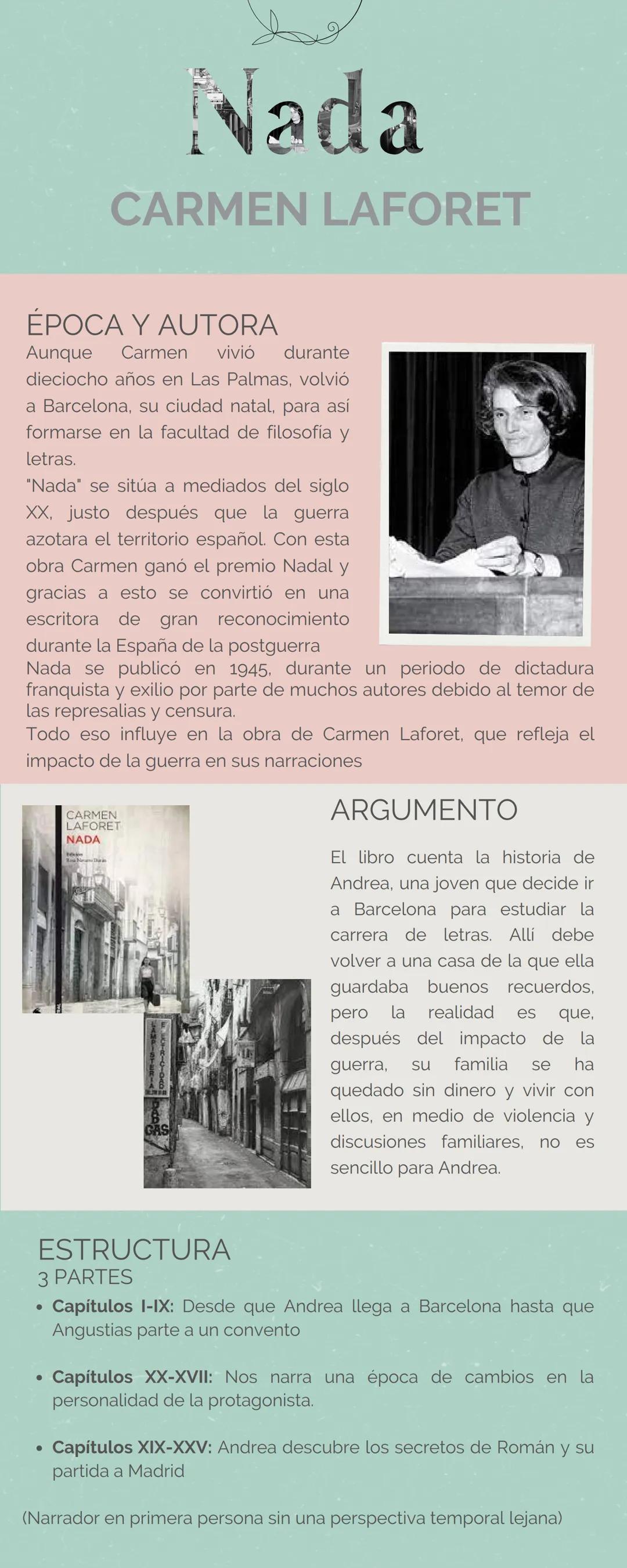 ÉPOCA Y AUTORA
Aunque Carmen vivió durante
dieciocho años en Las Palmas, volvió
a Barcelona, su ciudad natal, para así
formarse en la facult