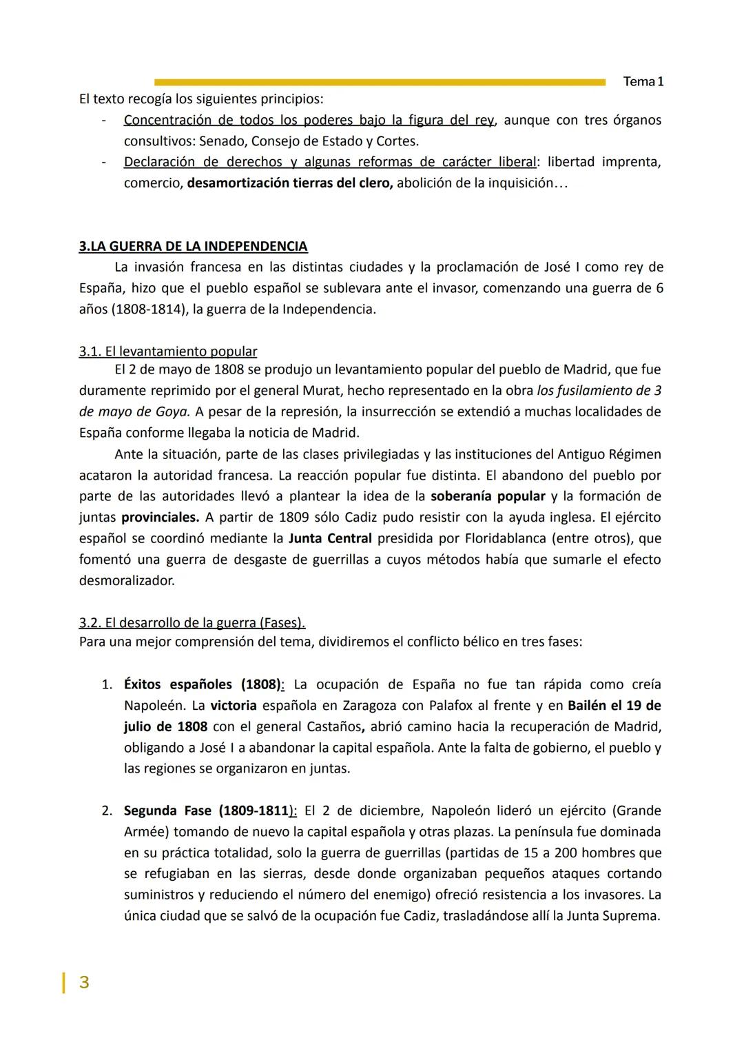 GEOGRAFIA E HISTORIA
TEMA 1
Crisis de la monarquía borbónica. La Guerra de la
Independencia y los comienzos de la revolución liberal.
La Con