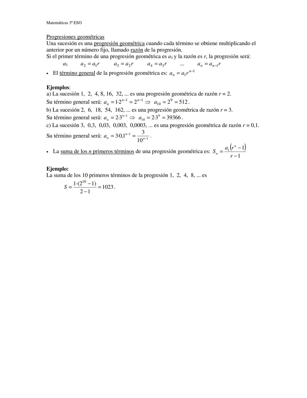 Matemáticas 3º ESO

# Sucesiones numéricas

Resumen

Una sucesión es un conjunto de números dispuestos ordenadamente. A cada uno de los
núme