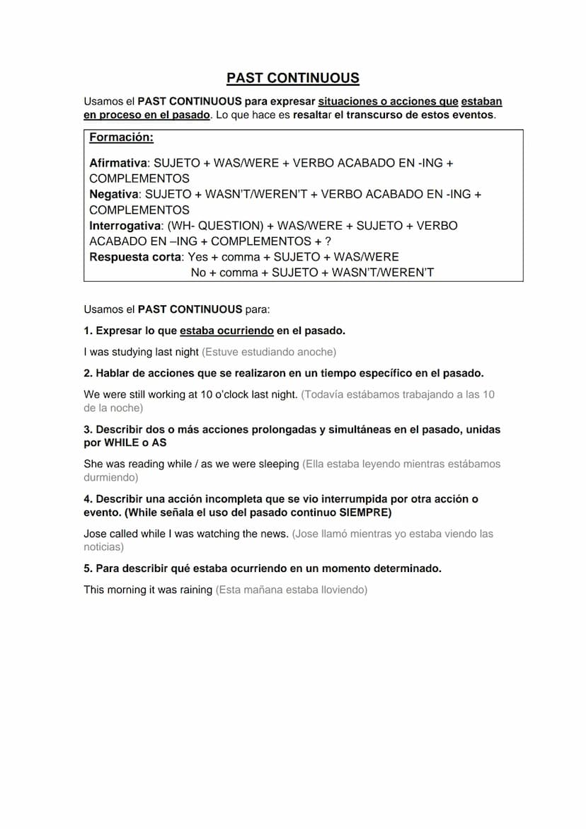 PAST SIMPLE
En general, usamos el PAST SIMPLE para expresar situaciones o acciones que se
dieron en el pasado, y aunque pueden ser del pasad
