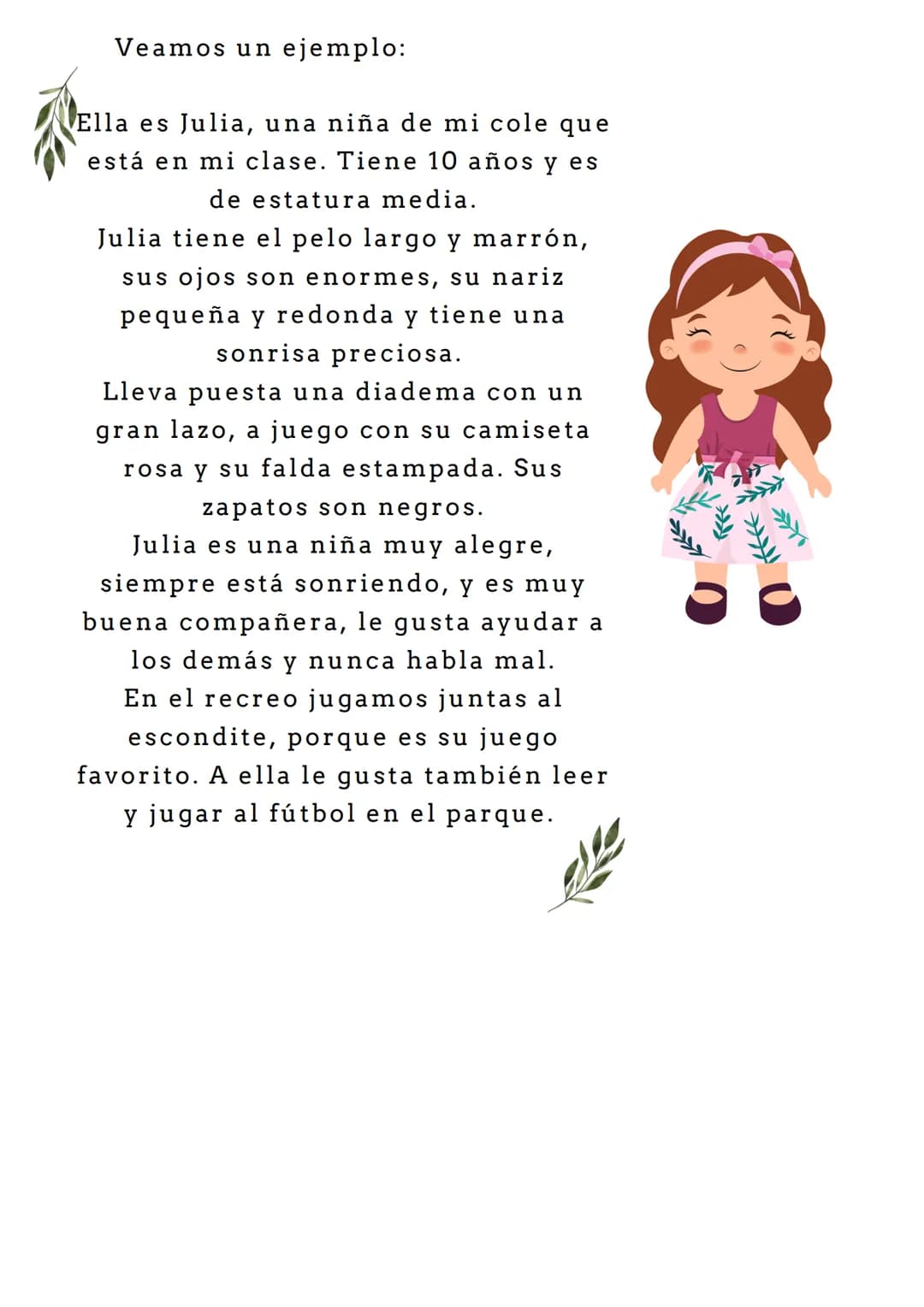LA DESCRIPCIÓN DE
PERSONAS
1.
2.
| ¿QUÉ ES DESCRIBIR?
Describir es explicar con detalle cómo es algo, ya
sea una persona, objeto, lugar, ani