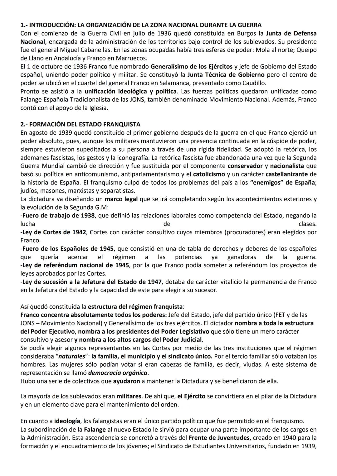 1.- INTRODUCCIÓN: LA ORGANIZACIÓN DE LA ZONA NACIONAL DURANTE LA GUERRA
Con el comienzo de la Guerra Civil en julio de 1936 quedó constituid