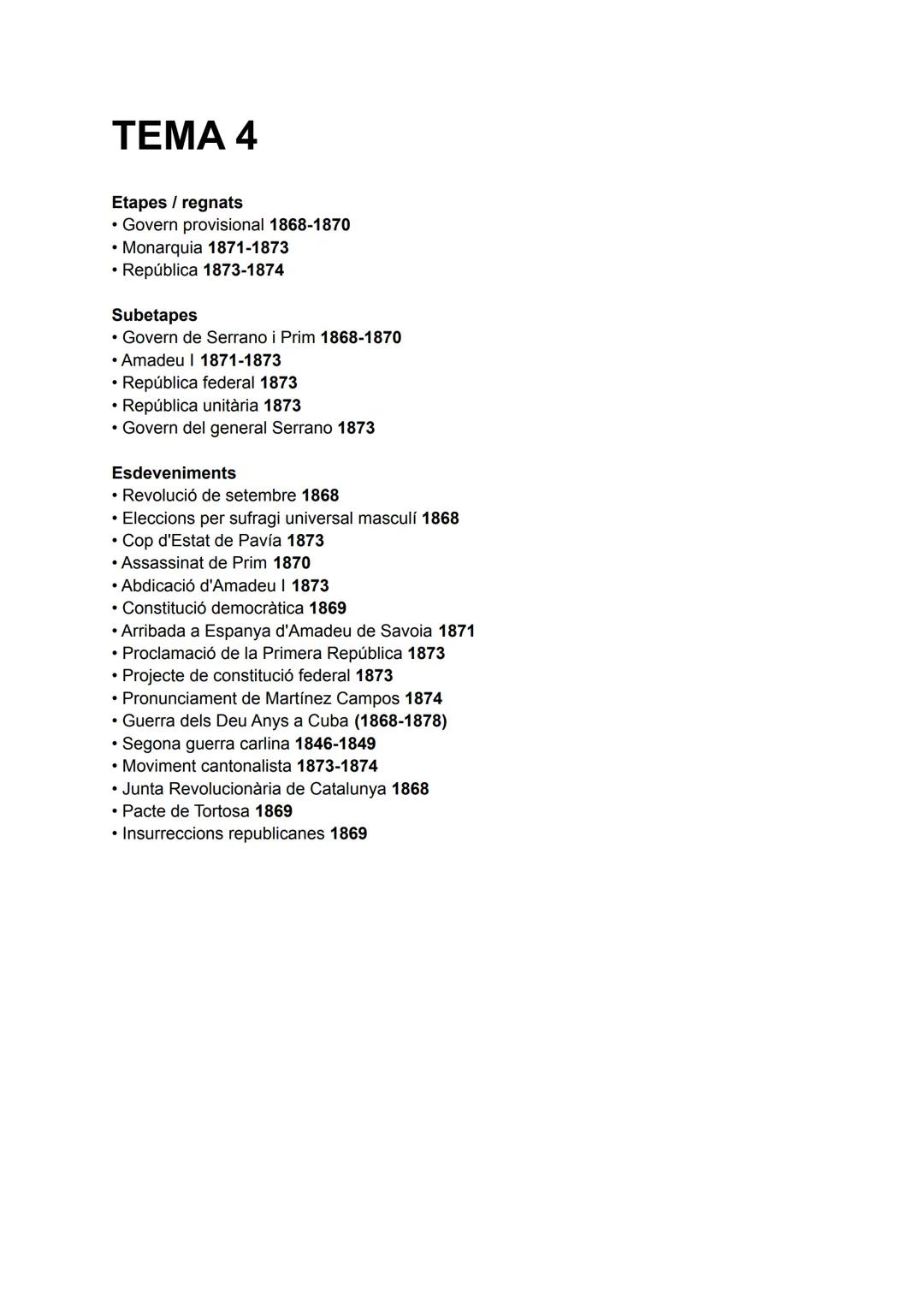 TEMA 1
Etapes / regnats
• Felip V 1700-1746
• Ferran VI 1746-1759
• Carles III 1759-1788
Esdeveniments
• Guerra de Successió espanyola 1701-