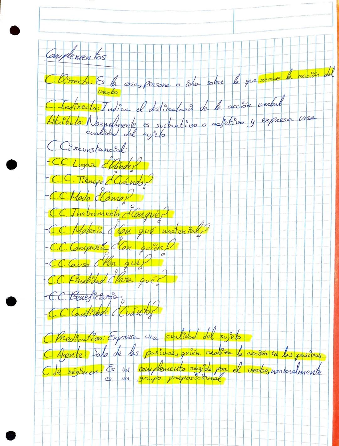 Complencen tos
C. Directo: Es la
osa persona
verbo
C. Indirecto: Indica el destinatario de la acción verbal
Atributo: Normalmente es sustant