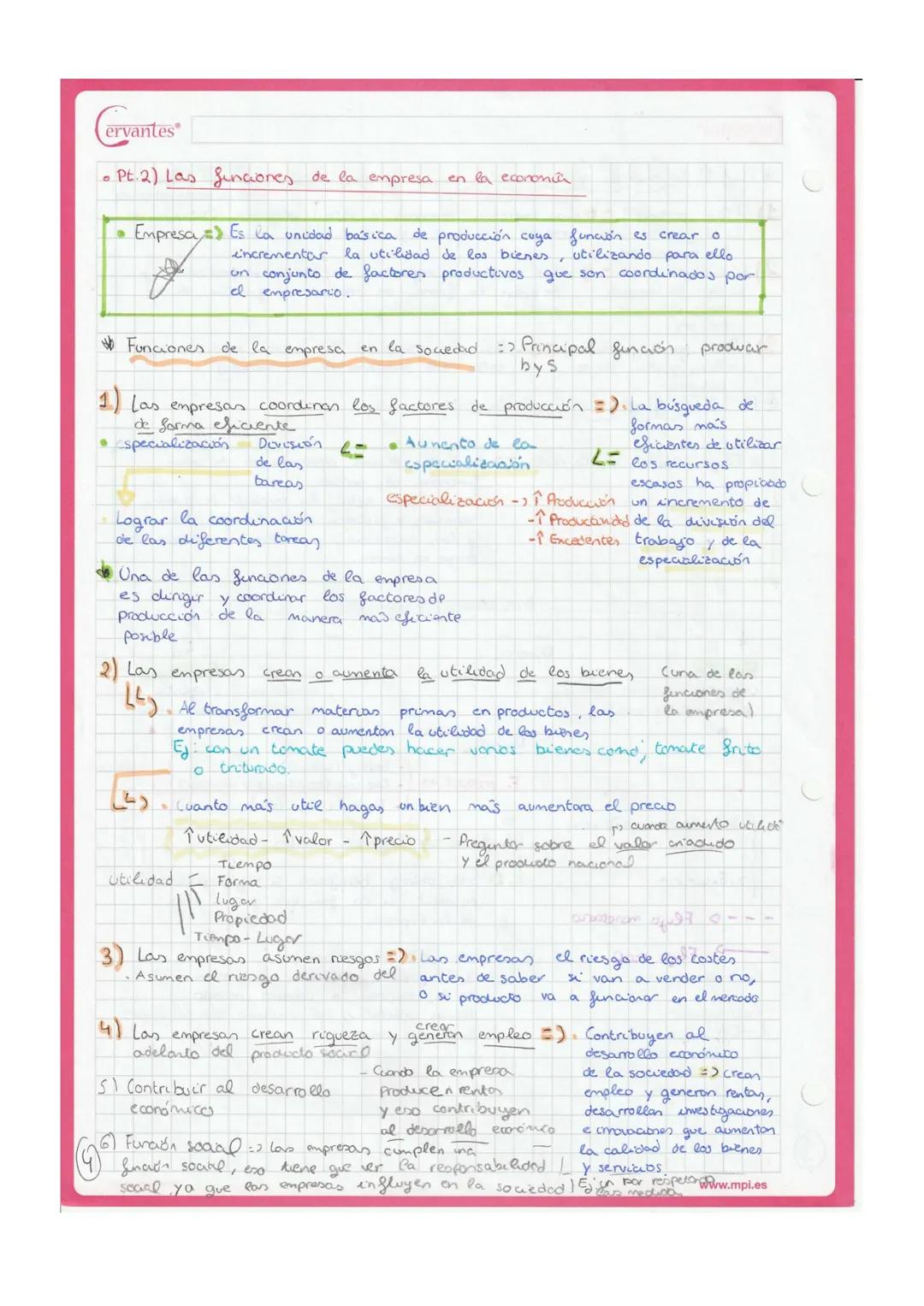 ervantes
Tema 1
• Pt. 1) Actividad económica y empresa"
"
11
2
bieners de producción/
El papel de la empresa en la economías
• Actividad eco