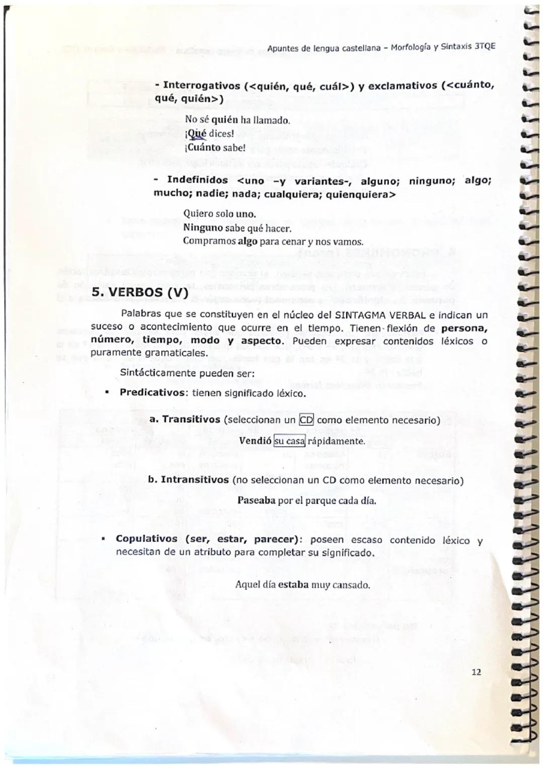 ·
Apuntes de lengua castellana - Morfología y Sintaxis 3TQE
Conjunto de palabras que comparten propiedades sintácticas fundamentales,
así co