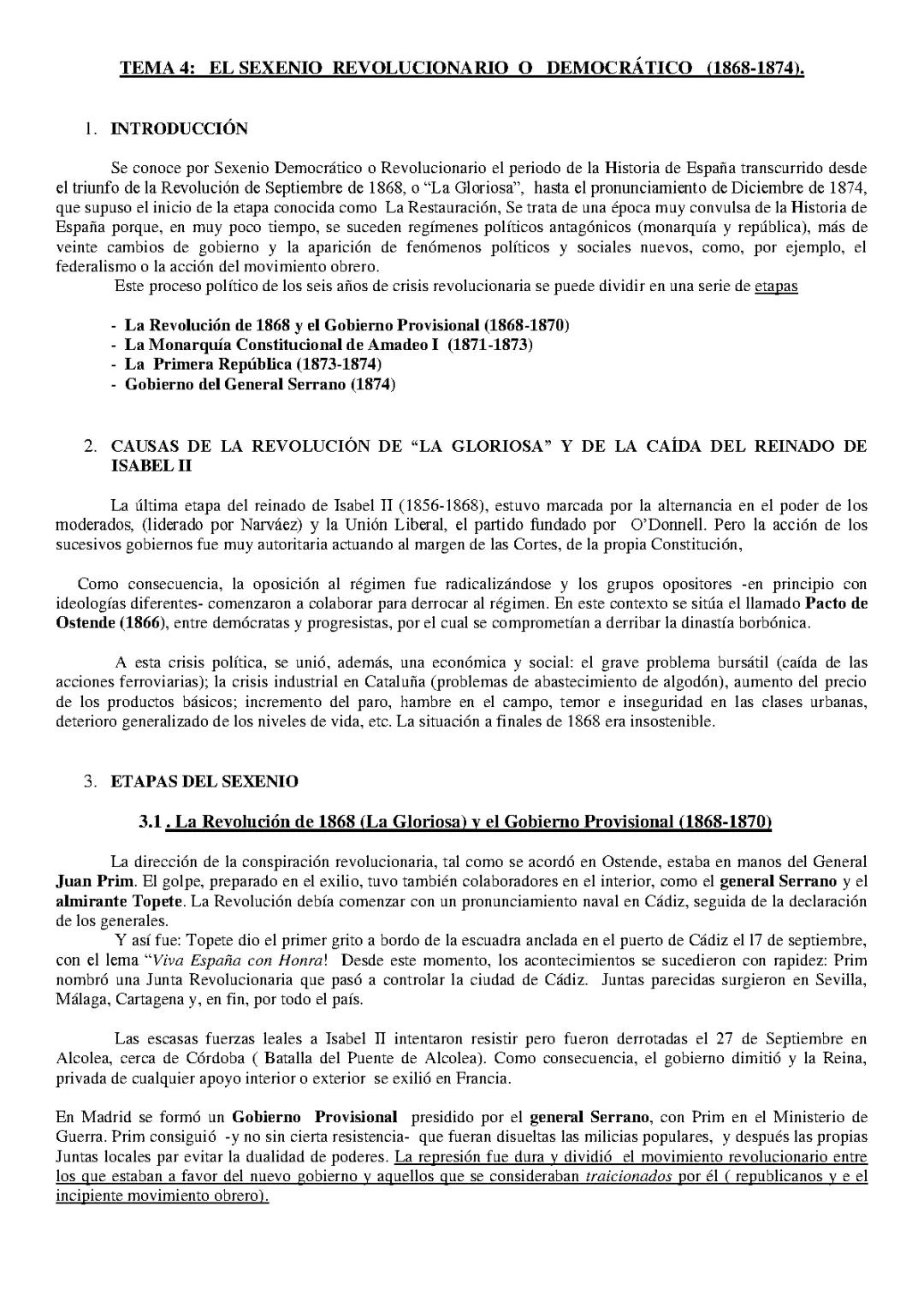 TEMA 4. El sexenio revolucionario o democrático