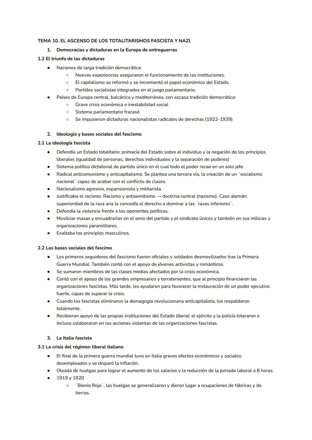 TEMA 10. EL ASCENSO DE LOS TOTALITARISMOS FASCISTA Y NAZI.
1. Democracias y dictaduras en la Europa de entreguerras
1.2 El triunfo de las di