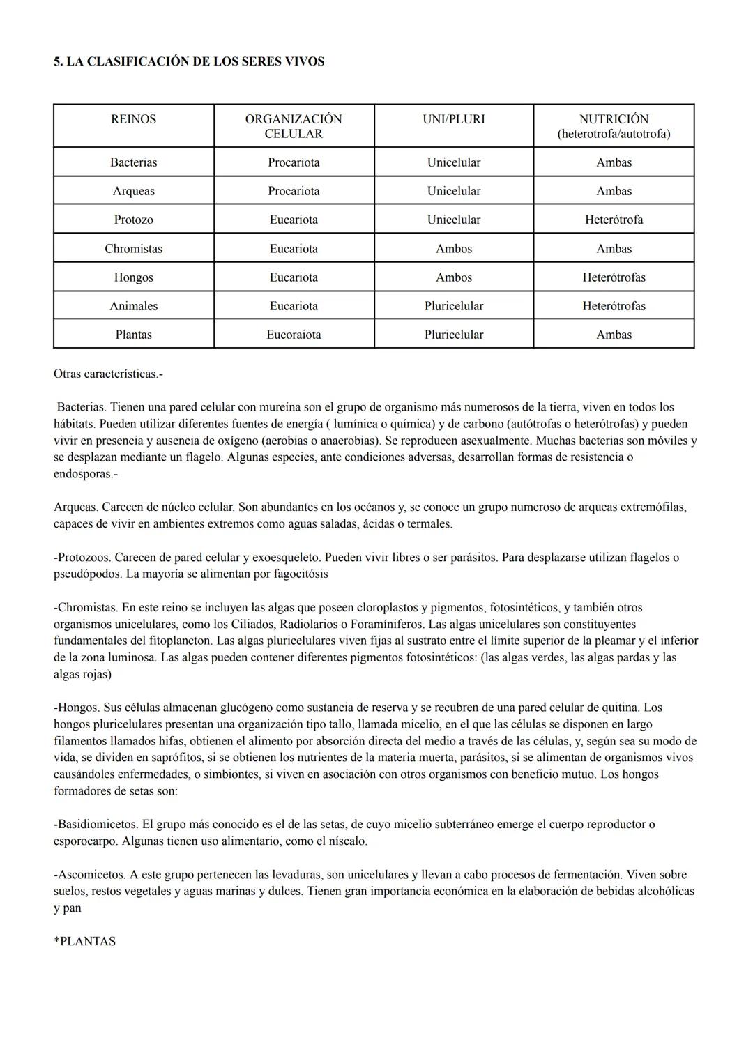 # TEMA 1: EVOLUCIÓN Y CLASIFICACIÓN DE LOS SERES VIVOS

LOS GRANDES CAMBIOS EN LOS SERES VIVOS

La vida surgió en la Tierra hace 3700Ma, con