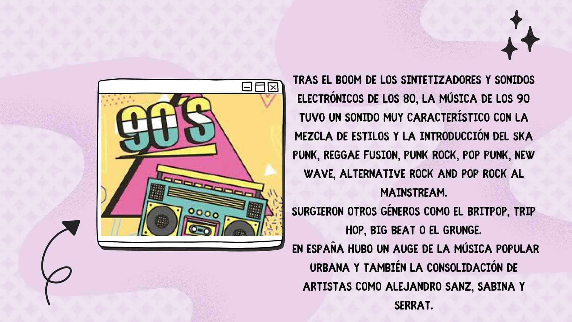 
<p>Tras el boom de los sintetizadores y sonidos electrónicos de los 80, la música de los 90 tuvo un sonido muy característico con la mezcla
