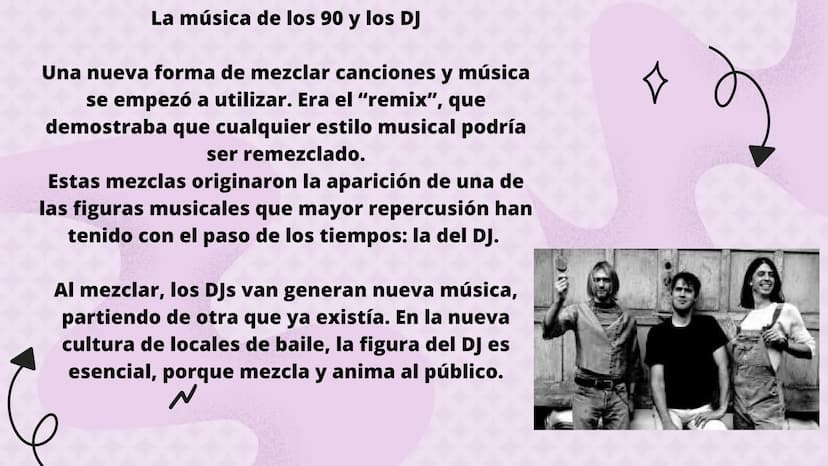 
<p>Tras el boom de los sintetizadores y sonidos electrónicos de los 80, la música de los 90 tuvo un sonido muy característico con la mezcla