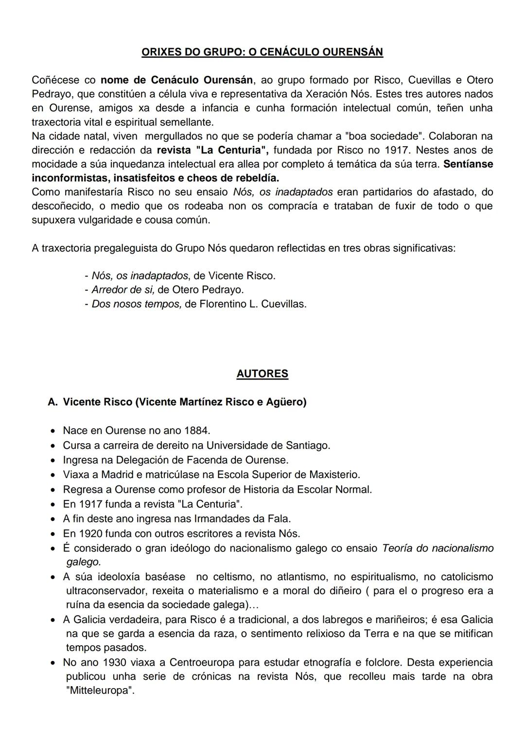O GRUPO NÓS/ A XERACIÓN NÓS
Coñécese co nome de Grupo/Xeración Nós ao grupo de escritores que en 1920 fundaron a
revista do mesmo nome. Este