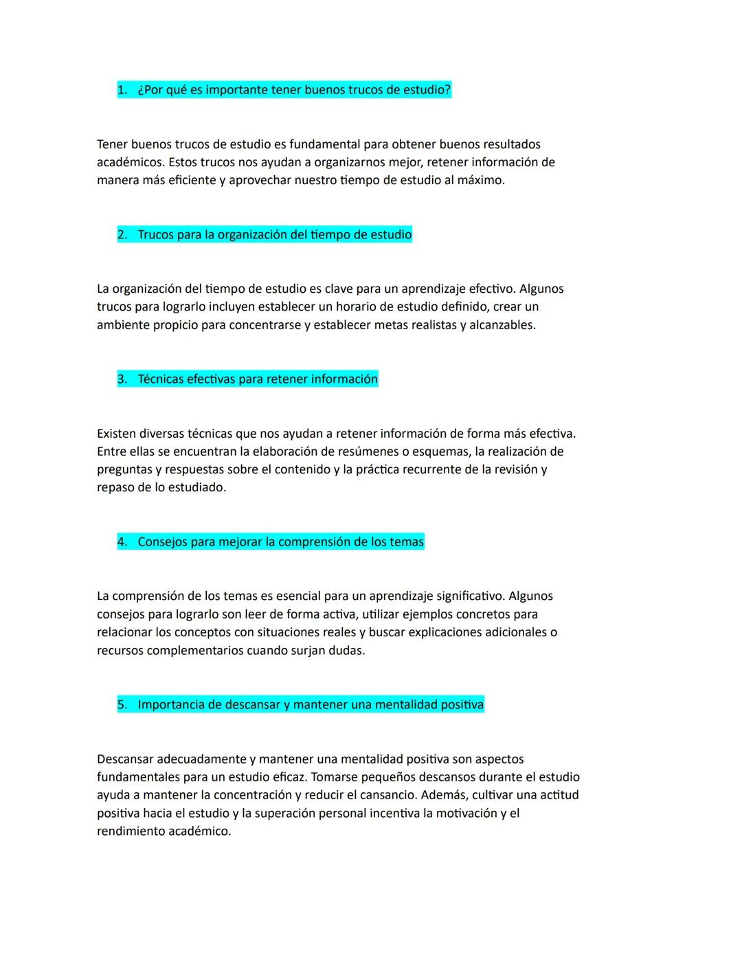 1. ¿Por qué es importante tener buenos trucos de estudio?
Tener buenos trucos de estudio es fundamental para obtener buenos resultados
acadé