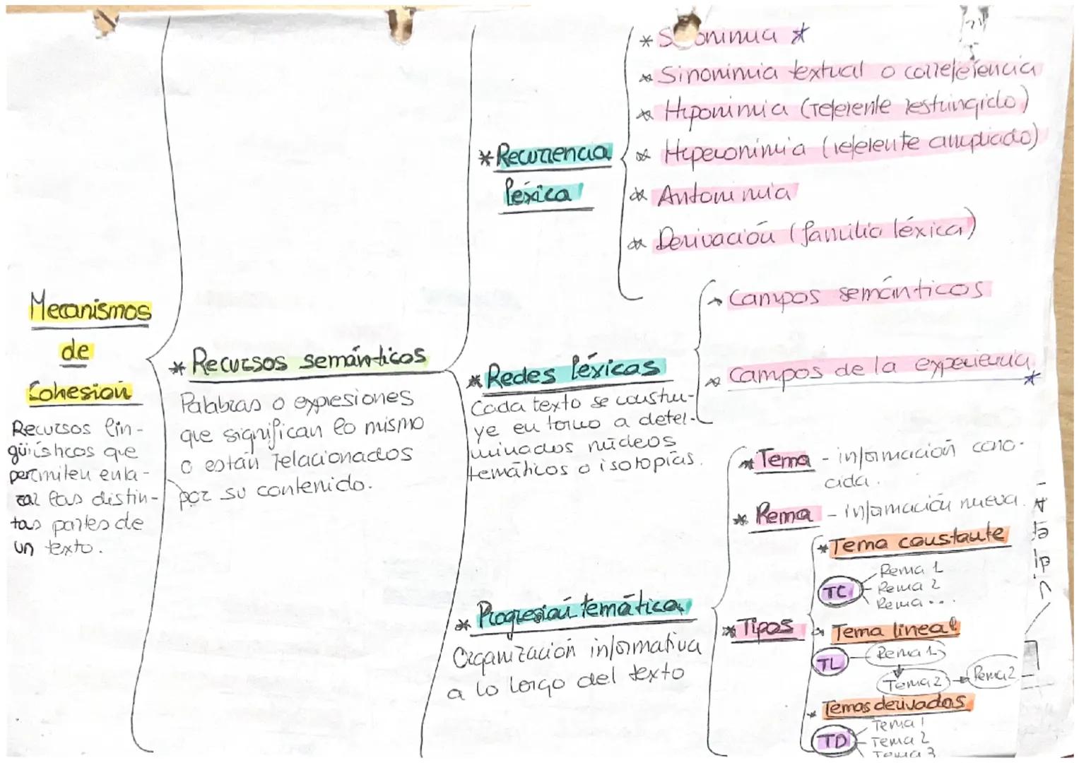 Mecanismos
de
Cohesion
Recursos lin-
güiísicos que
percmiten eula-
tas partes de
un texto.
*Recursos semánticos
Palabras o expresiones
que s