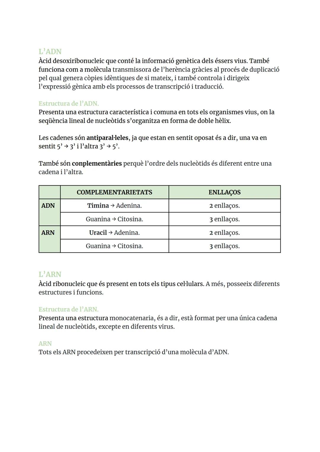 GENÈTICA MOLECULAR
ÀCIDS NUCLEICS
1.1 COMPOSICIÓ I ESTRUCTURES DELS ÀCIDS NUCLEICS
Els àcids nucleic són biomolècules orgàniques formades pe