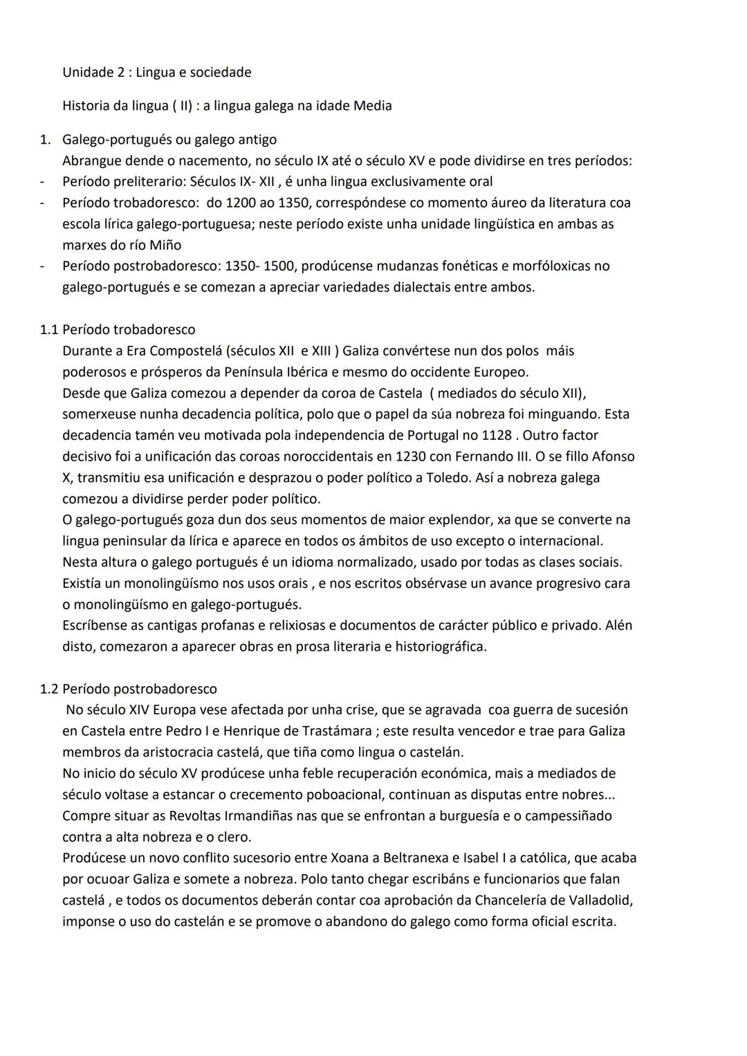 A Importancia da Lingua Galega na Idade Media