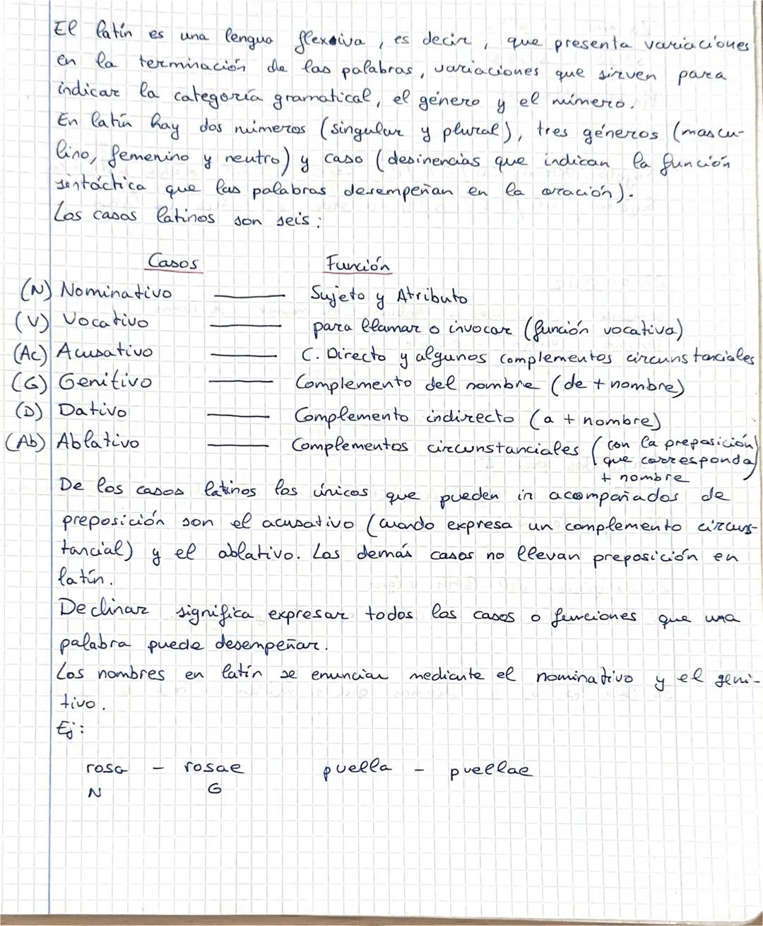 El latin es
en la terminación
indicar la categoría gramatical, el género
En latin hay dos miúmeros (singular y plural), tres géneros (mascu-