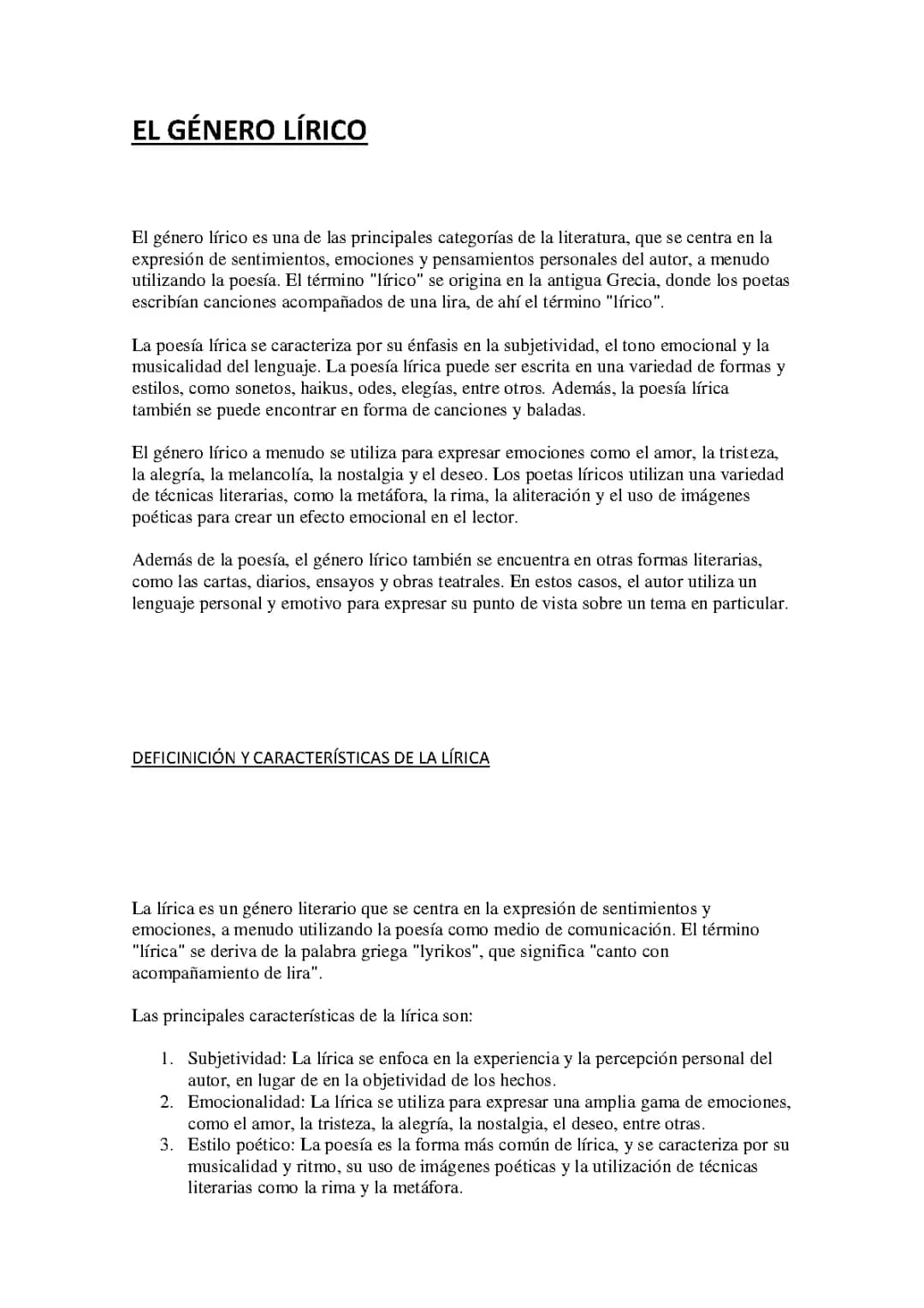 EL GÉNERO LÍRICO