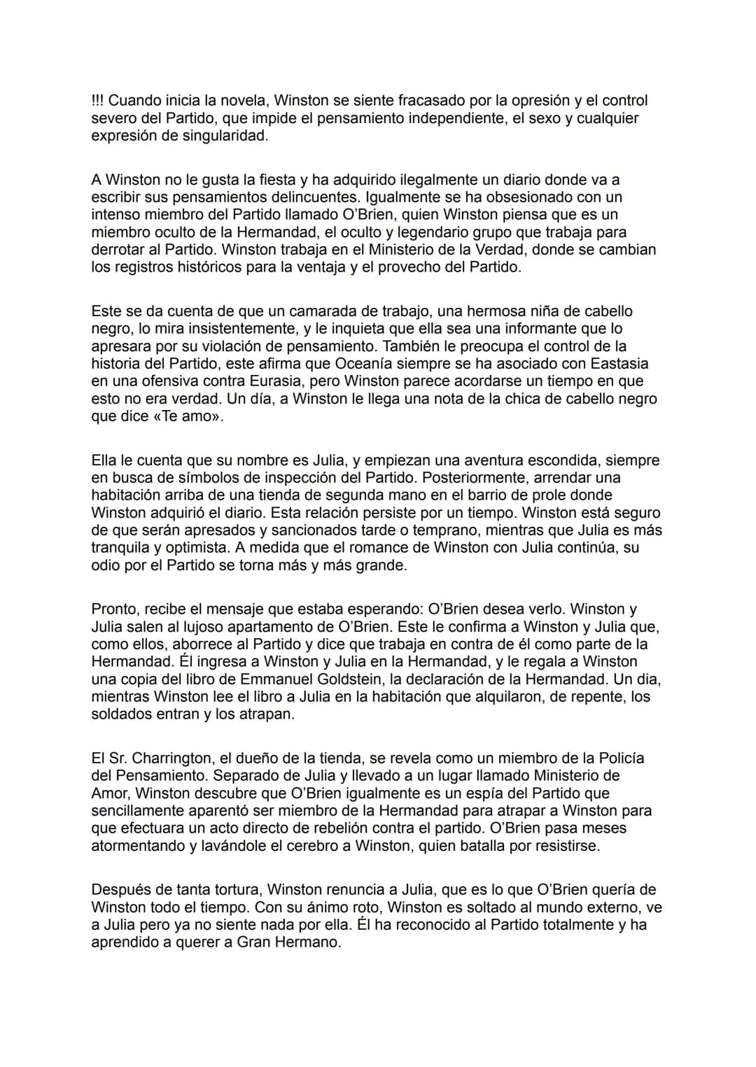 COSES CLAU DE 1984
Context històric: La història se situa en un futur imaginari en el qual un estat
totalitari, conegut com a "El Partit", e