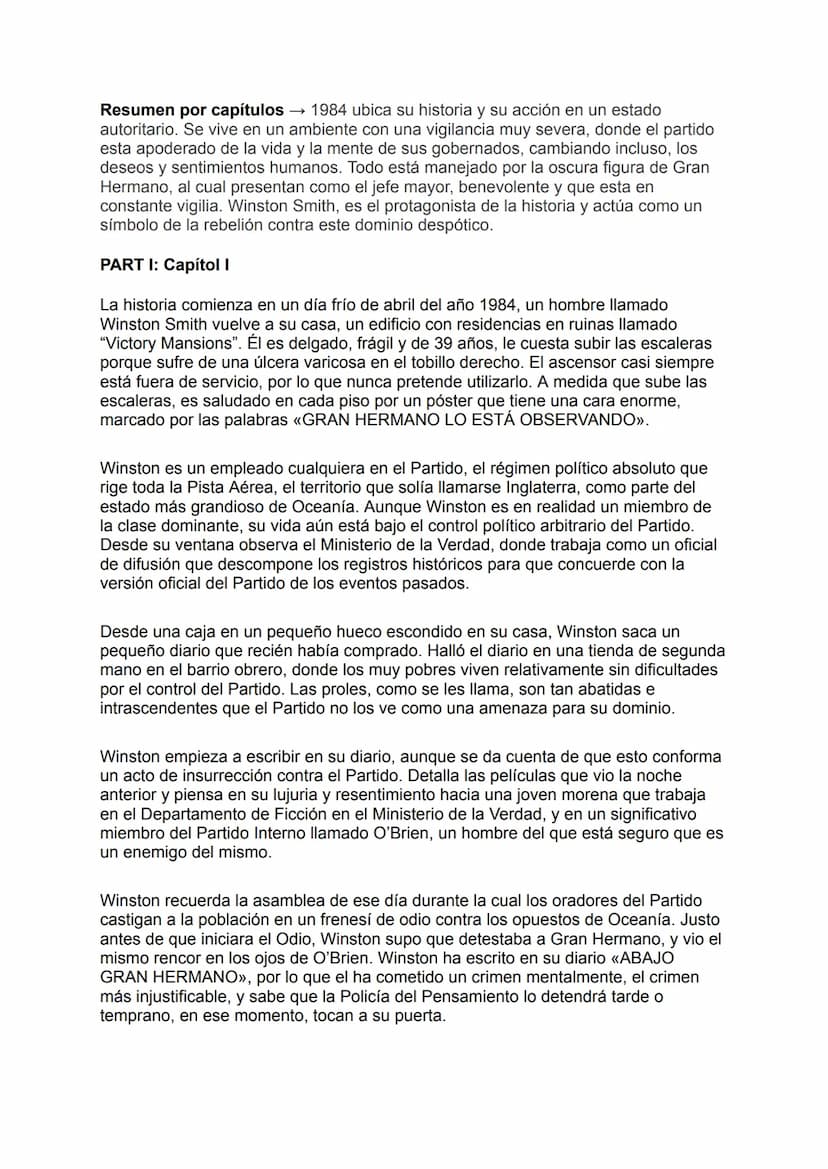 COSES CLAU DE 1984
Context històric: La història se situa en un futur imaginari en el qual un estat
totalitari, conegut com a "El Partit", e