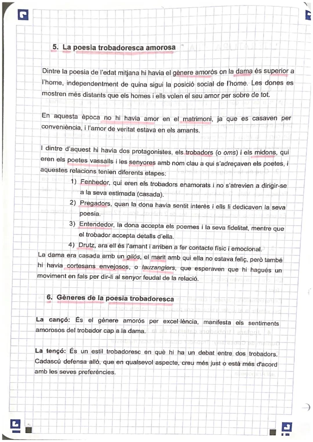 # Conturo

# LITERATURA - LA POESIA TROBADORESCA

1. Quina és la diferència entre poesia i poesia lírica?

La poesia és un gènere literari q