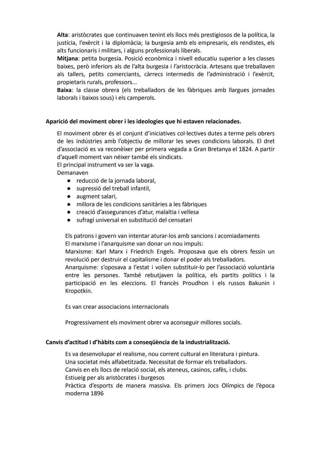 LA REVOLUCIÓ INDUSTRIAL
Factors que van afavorir la Revolució Industrial a finals del s. XVIII
1. Creixement de la població: es manté la nat