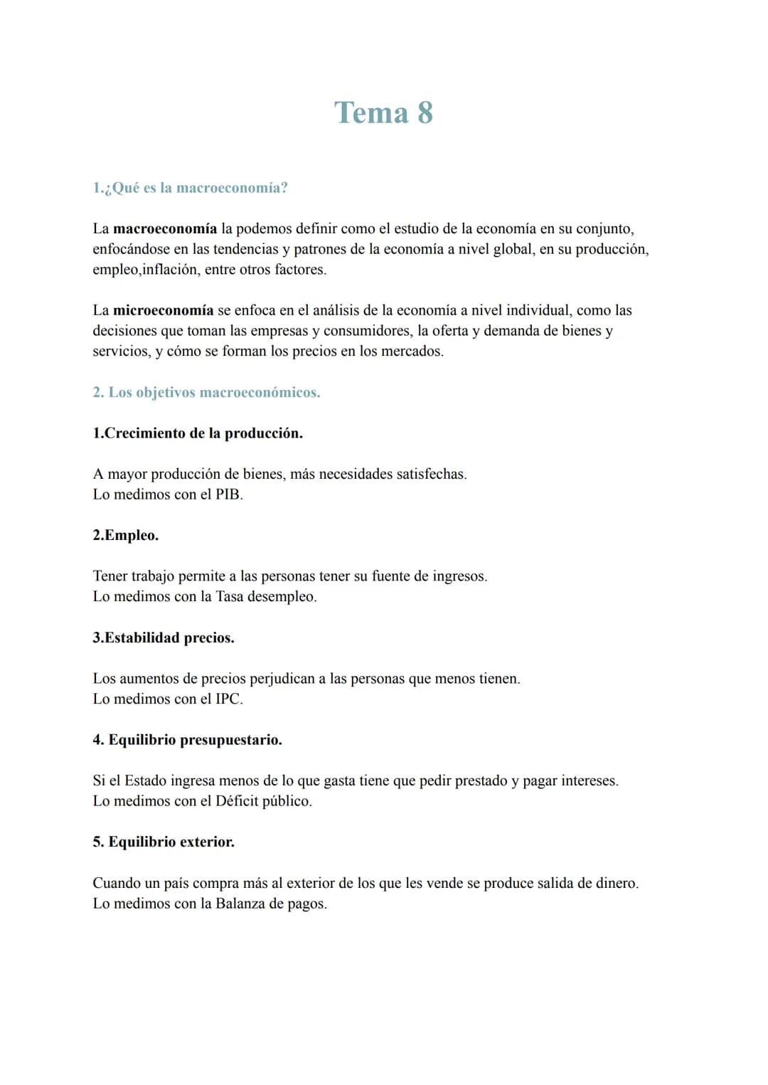1.¿Qué es la macroeconomía?
La macroeconomía la podemos definir como el estudio de la economía en su conjunto,
enfocándose en las tendencias