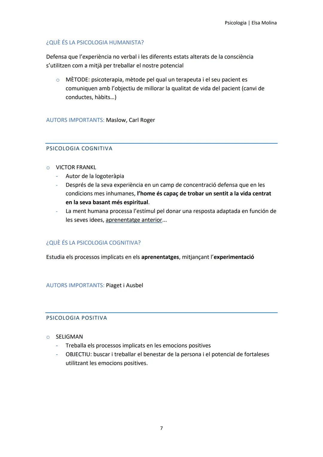 Psicologia | Elsa Molina

# TEMA 1. LA PSICOLOGIA

- La psicologia és una ciència que estudia el comportament i els processos mentals
 relac