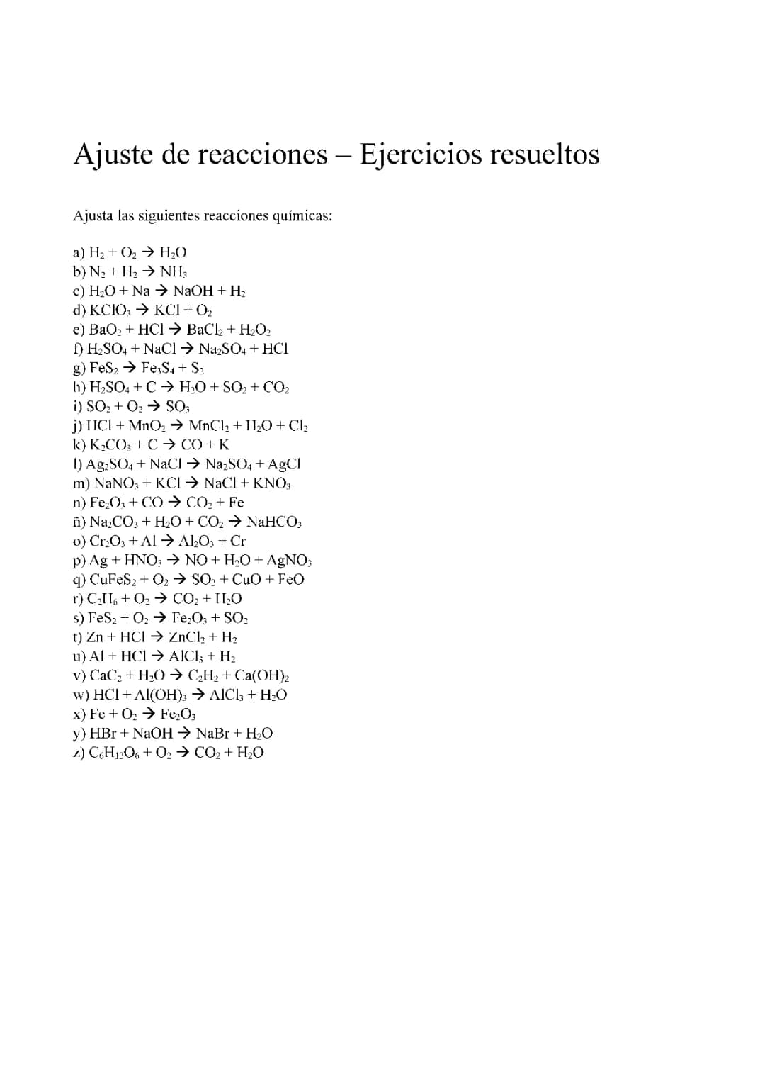 Ejercicios Ajuste de Ecuaciones