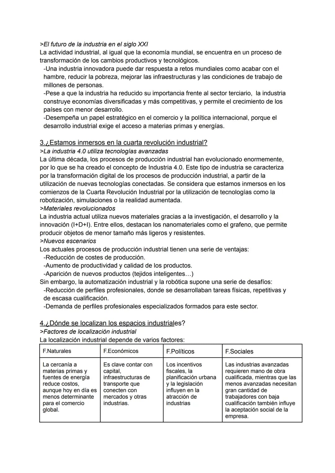# TEMA 4: EL SECTOR SECUNDARIO

1.¿Qué actividades incluye el sector secundario?
El sector secundario comprende las actividades económicas d