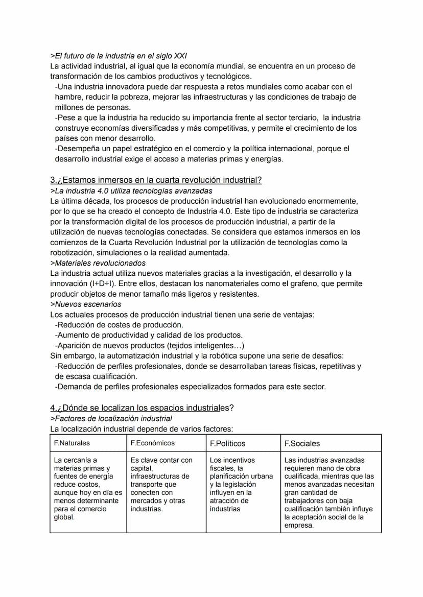 # TEMA 4: EL SECTOR SECUNDARIO

1.¿Qué actividades incluye el sector secundario?
El sector secundario comprende las actividades económicas d
