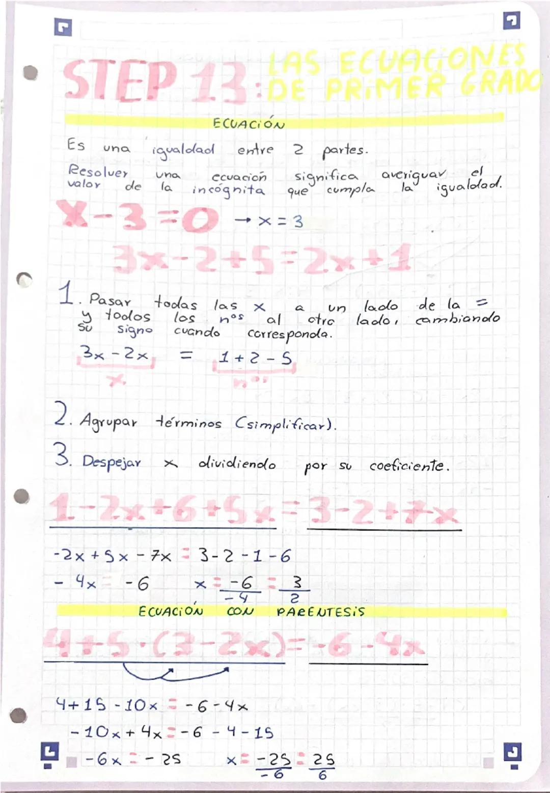 Las ecuaciones de primer grado