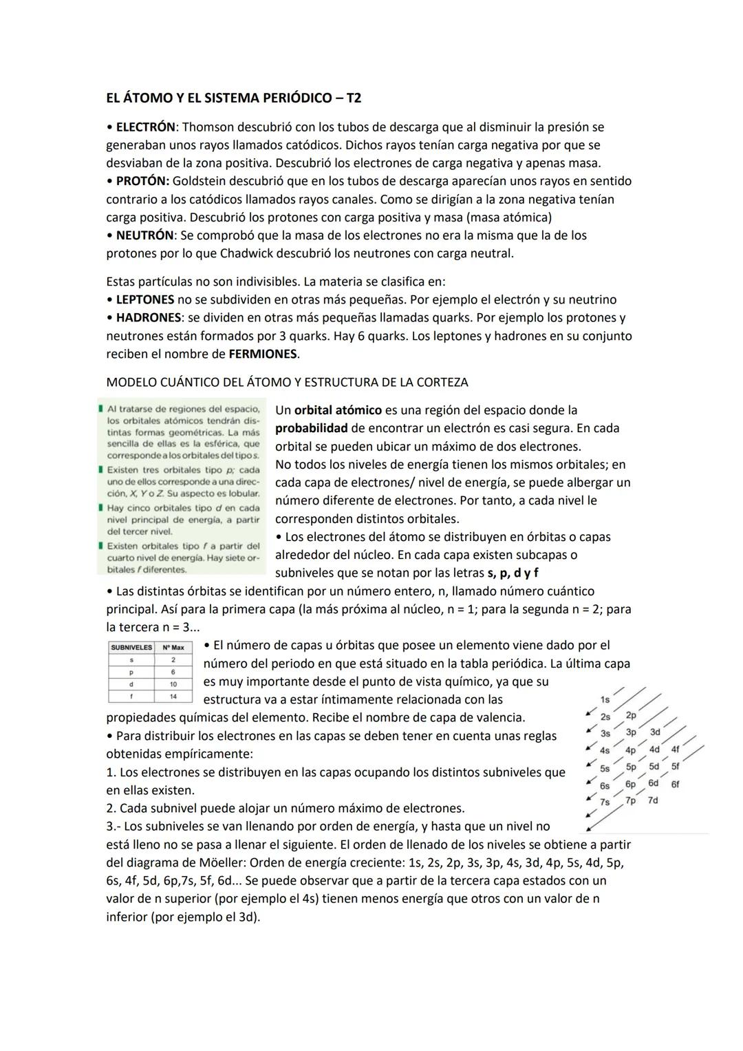 EL ÁTOMO Y EL SISTEMA PERIÓDICO - T2
• ELECTRÓN: Thomson descubrió con los tubos de descarga que al disminuir la presión se
generaban unos r