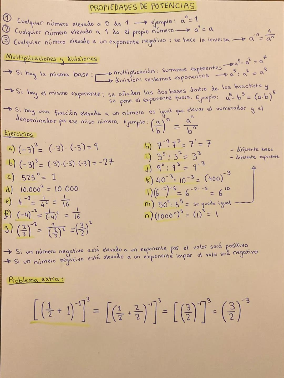 Propiedades de las potencias