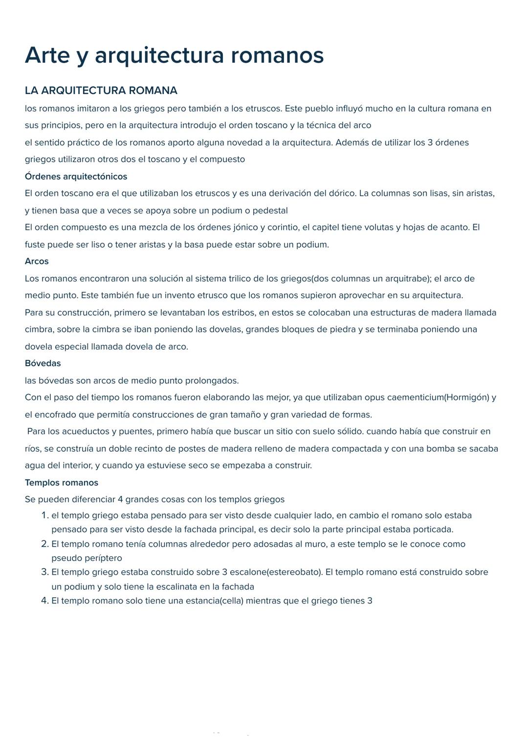 Arte y arquitectura romanos
LA ARQUITECTURA ROMANA
los romanos imitaron a los griegos pero también a los etruscos. Este pueblo influyó mucho