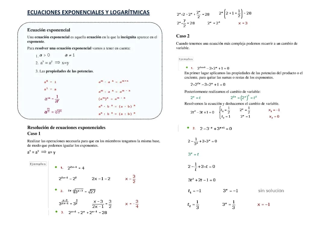 ecuaciones exponenciales y logarítmicas