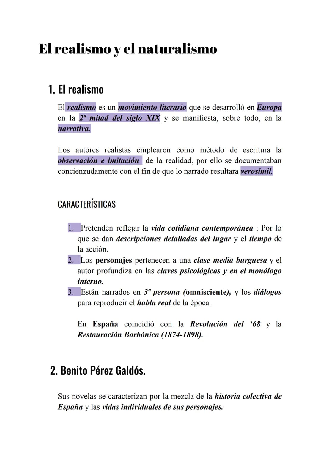 El realismo y el naturalismo
1. El realismo
El realismo es un movimiento literario que se desarrolló en Europa
en la 2ª mitad del siglo XIX 