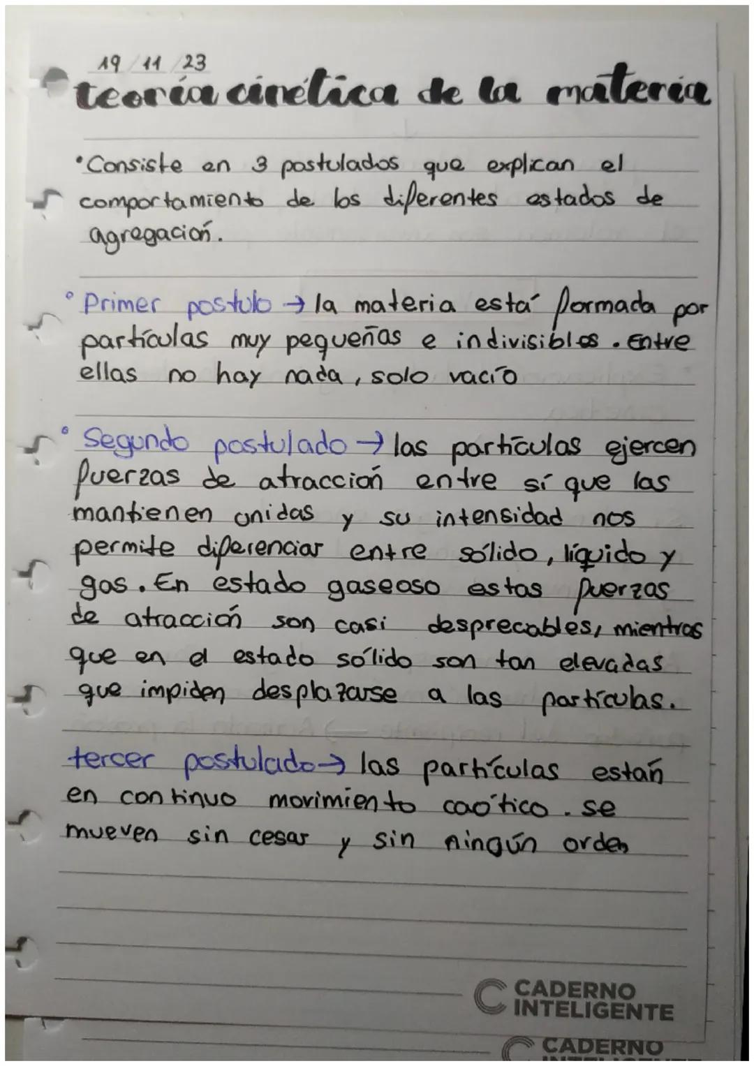 19 44 23
teoría cinética de la materia
•Consiste en 3 postulados que explican el
✔ comportamiento de los diferentes estados de
agregación.
•
