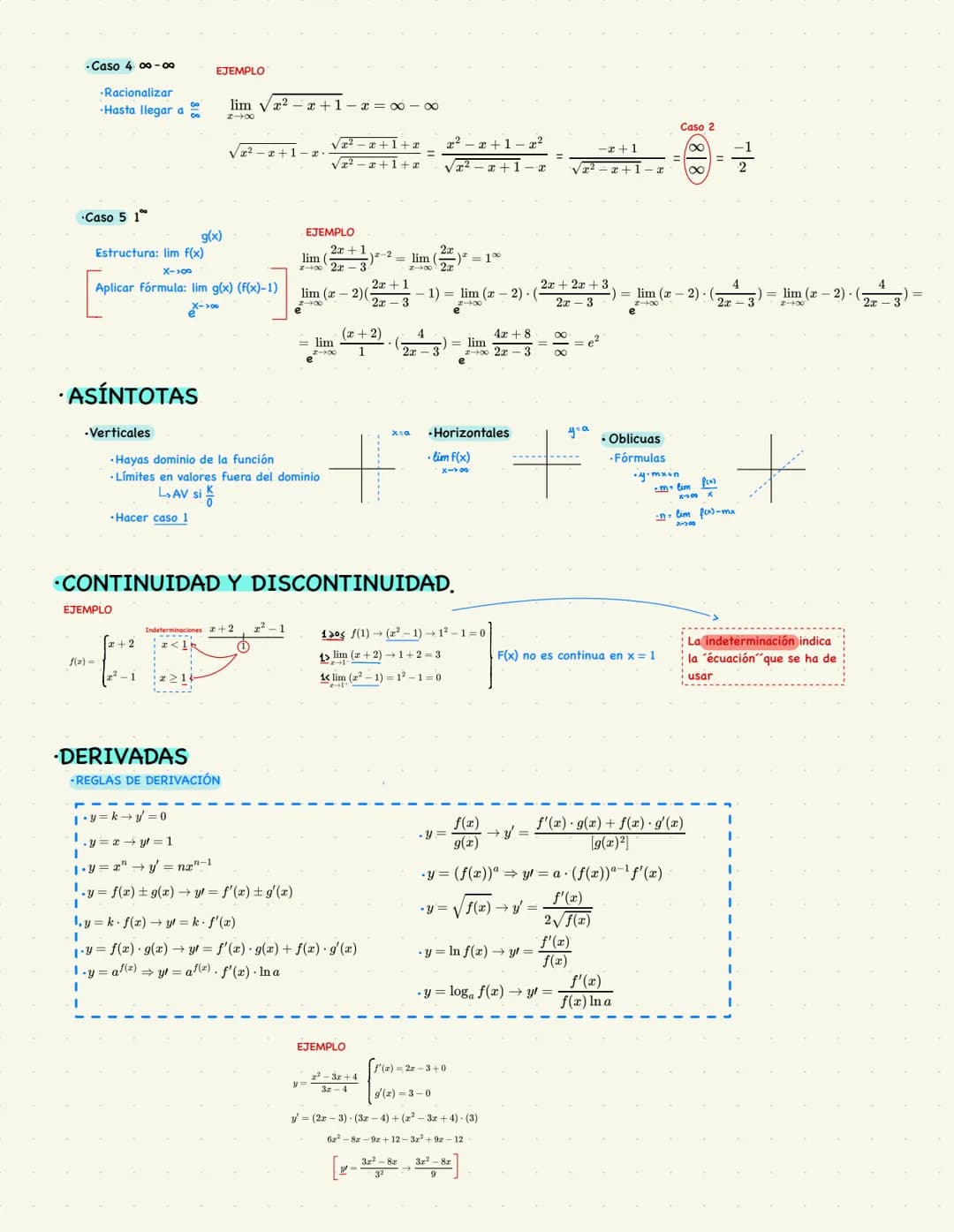 CALCULO DE DOMINIOS
•Siempre todos los reales excepto:
•Denominadores. igualar denominadores
EJEMPLO
f(x) = 
1
resolver
x-1
x-1=0 --> x=1
• 