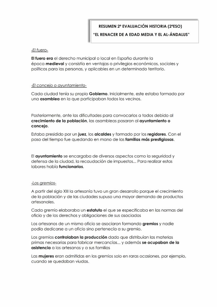 TEMA 3
EL DESARROLLO DE LAS CIUDADES DE LA
EDAD MEDIA RESUMEN 2º EVALUACIÓN HISTORIA (2ºESO)
"EL RENACER DE A EDAD MEDIA Y EL AL-ÁNDALUS"
-L
