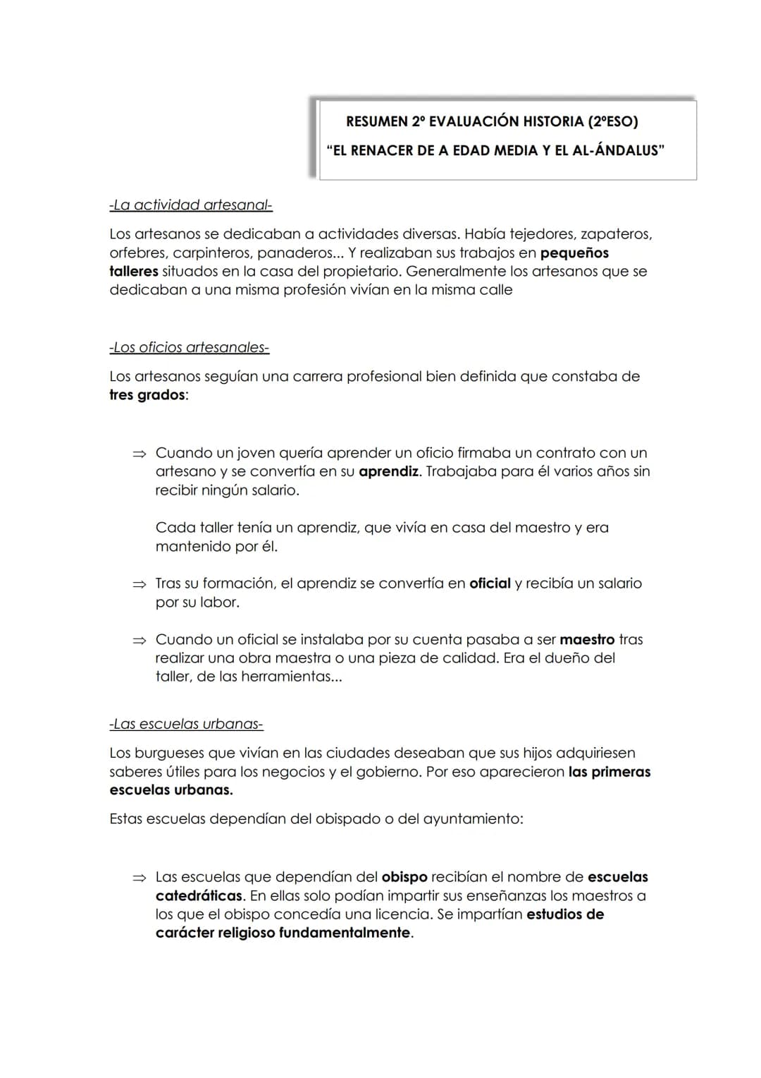 TEMA 3
EL DESARROLLO DE LAS CIUDADES DE LA
EDAD MEDIA RESUMEN 2º EVALUACIÓN HISTORIA (2ºESO)
"EL RENACER DE A EDAD MEDIA Y EL AL-ÁNDALUS"
-L