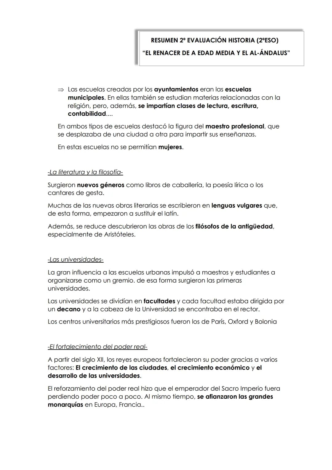 TEMA 3
EL DESARROLLO DE LAS CIUDADES DE LA
EDAD MEDIA RESUMEN 2º EVALUACIÓN HISTORIA (2ºESO)
"EL RENACER DE A EDAD MEDIA Y EL AL-ÁNDALUS"
-L