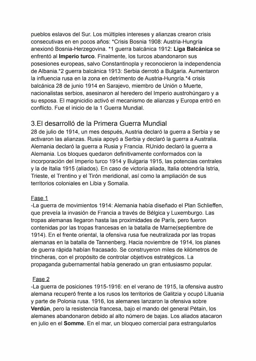 1.Las causas de la Primera Guerra Mundial
Hacia 1900, Europa estaba en una época de progreso y optimismo, gracias a
los avances técnicos y e