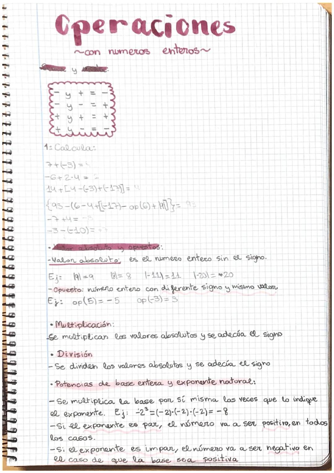 LO
LO
Operaciones
~con numeros enteros~
y +
++
1: Calcula:
7+(-3) = 4
−6+2+4= C
14+ [4-(-3) + (-17)] = 9
{93-(6-4+ (-17)- op (6) + 191] } = 