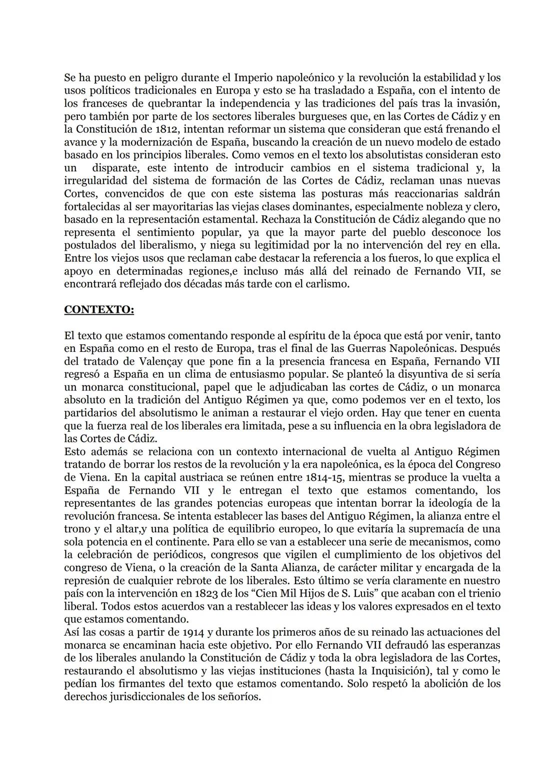 El Manifiesto de los Persas:
INTRODUCCIÓN:
Nos encontramos ante un texto histórico circunstancial, es decir, un texto contemporáneo
a los he